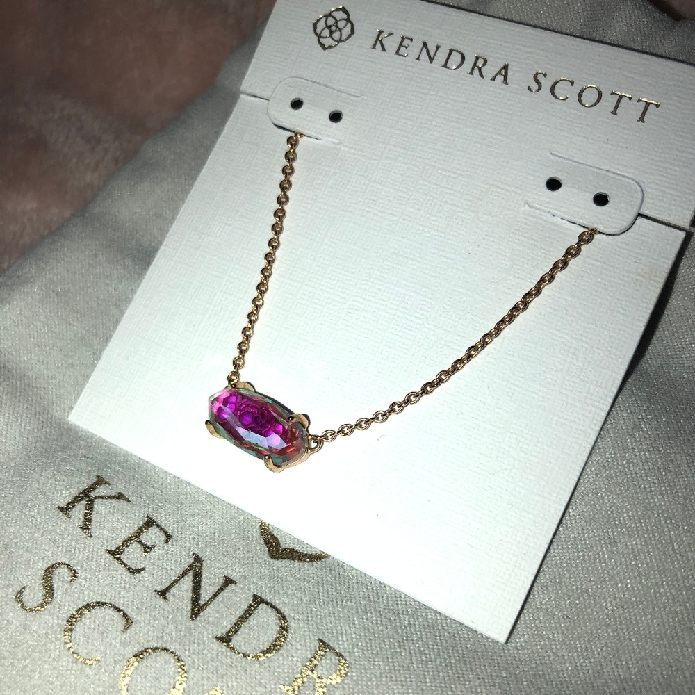 Ever Rose Gold Pendant Necklace In Dichroic Glass